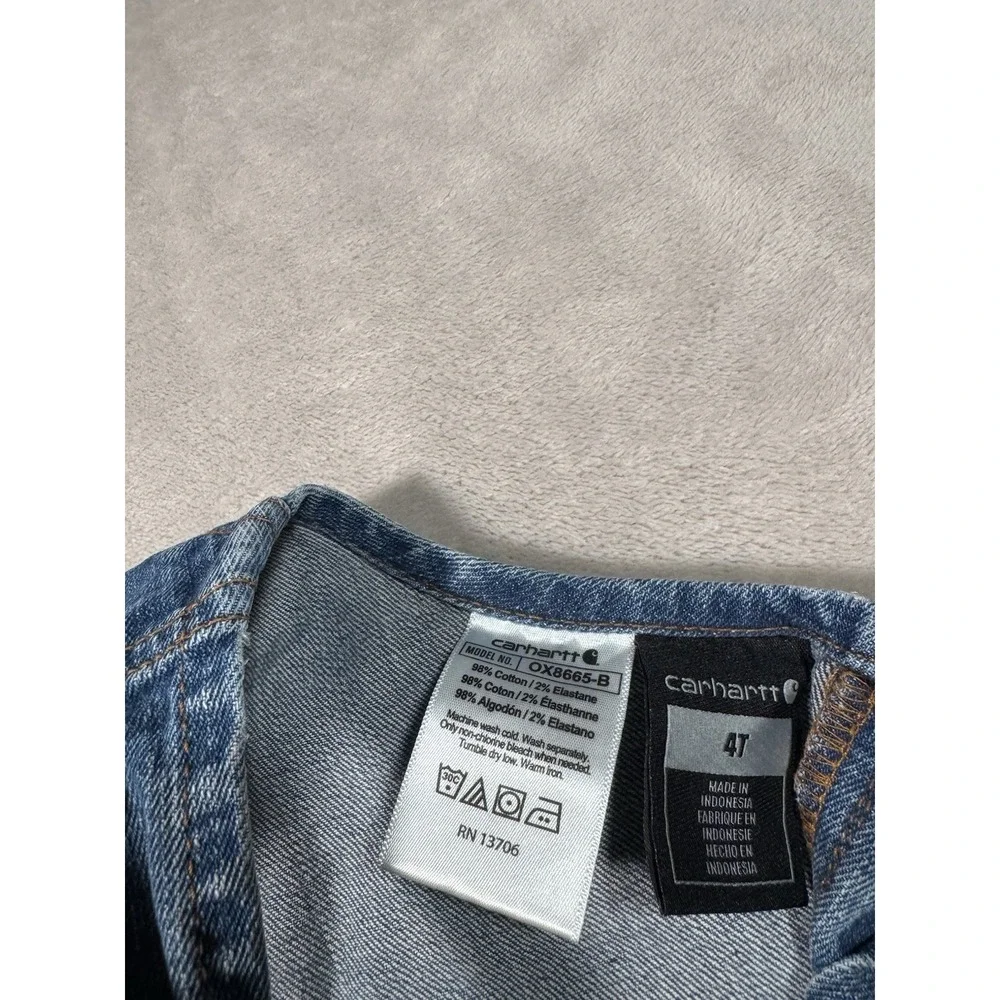 Carhartt Bib Denim Jean Overalls Kids Size 4T